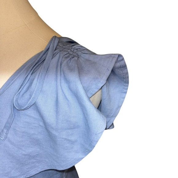 Lulus | One Shoulder Ruffle Midi Dress | Blue | Small - Picture 8 of 11